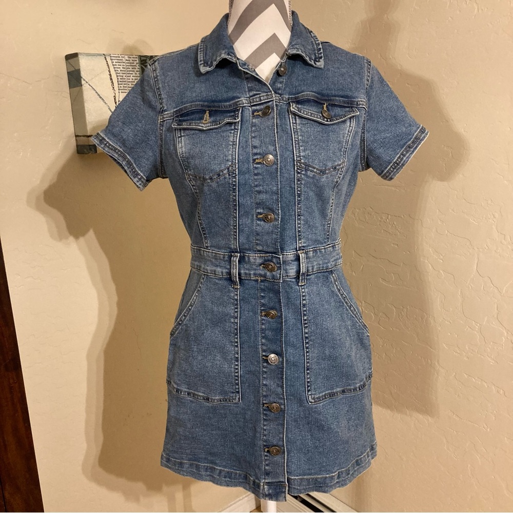 Rewash denim button down dress